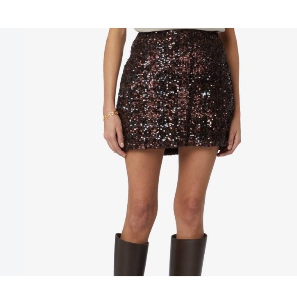 Samsoe Samsoe Felicia Sequin Y2K Disco Retro Mini Skirt Brown Metallic Size M